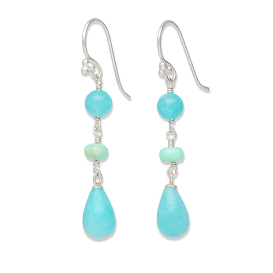 Amazonite and Green Opal Earrings