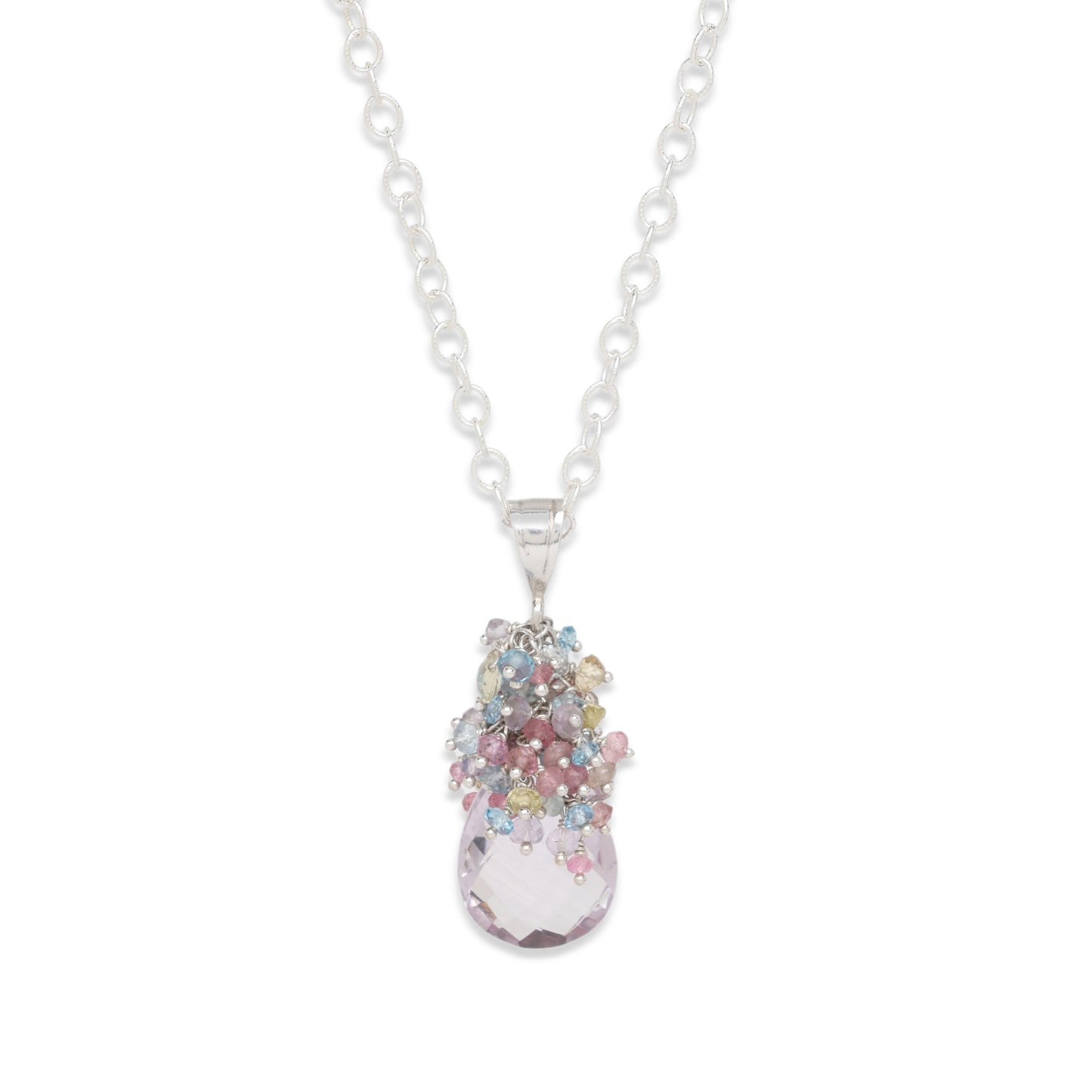 Amethyst and Mixed Gemstone Cascade Pendant Necklace