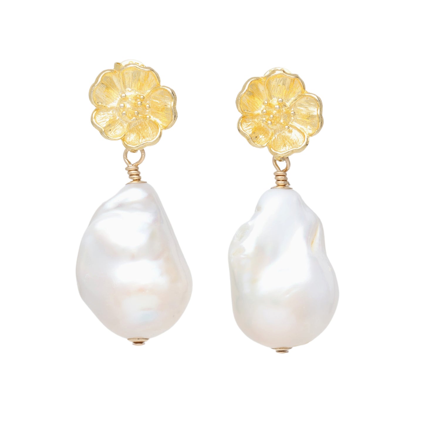 Baroque Pearl Forget-Me-Not Earrings