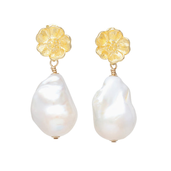 Baroque Pearl Forget-Me-Not Earrings