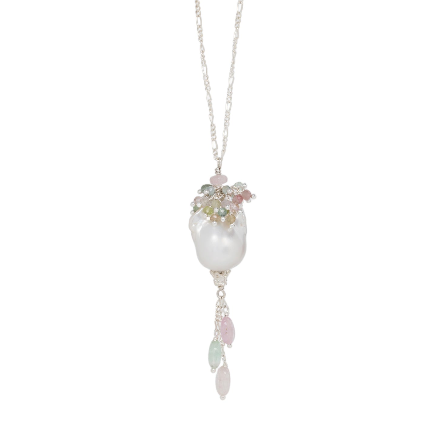 Baroque Pearl and Pastel Tourmaline Cascade Necklace