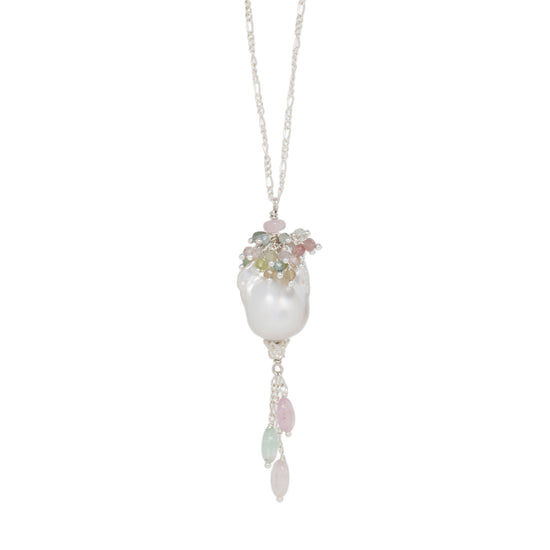 Baroque Pearl and Pastel Tourmaline Cascade Necklace