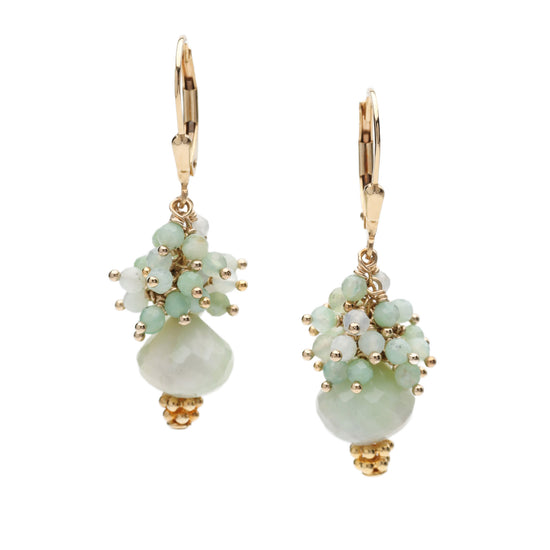 Peruvian Blue Opal Cluster Drop Earrings