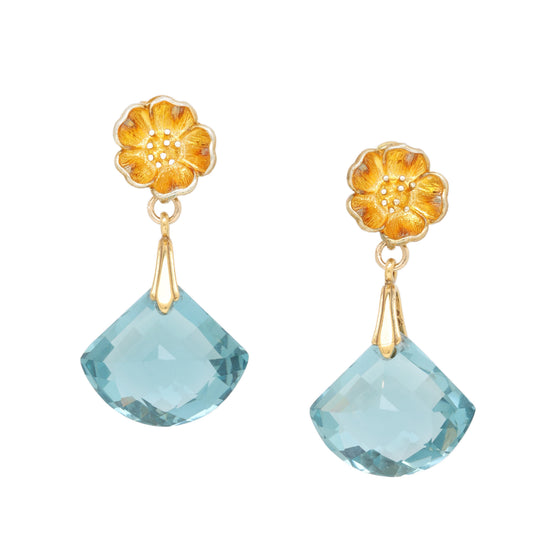 Blue Tourmaline Fan Earrings