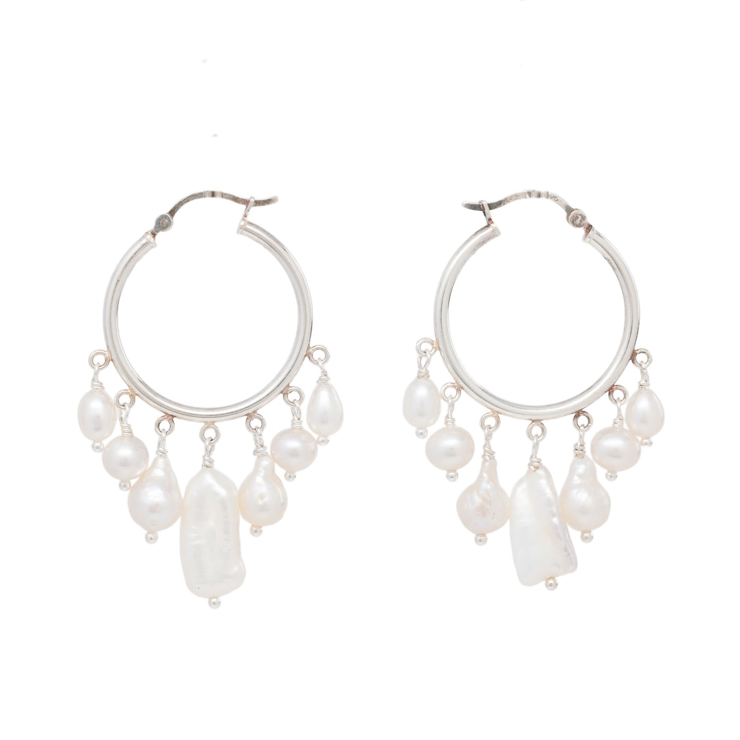 Boho Pearl Hoop Earrings