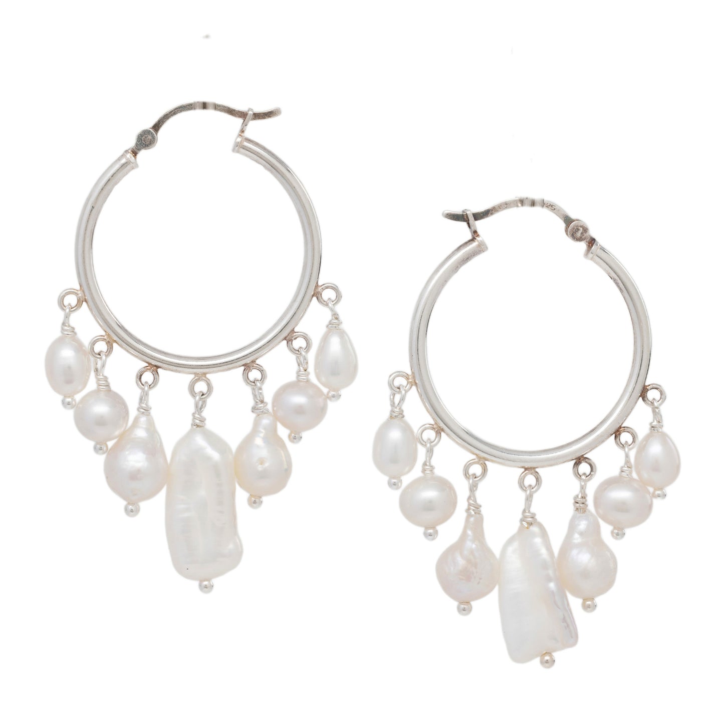 Boho Pearl Hoop Earrings