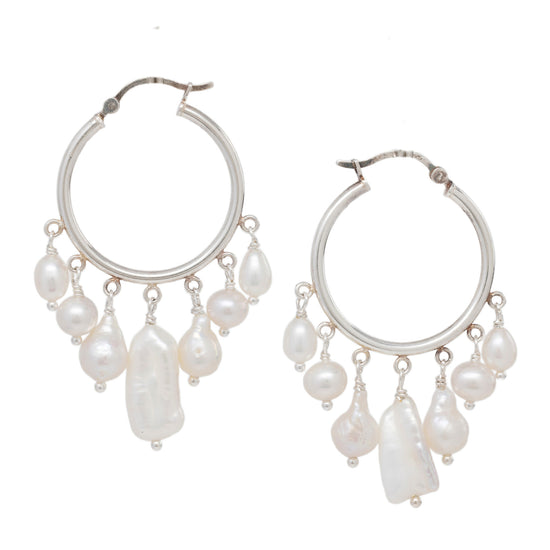 Boho Pearl Hoop Earrings