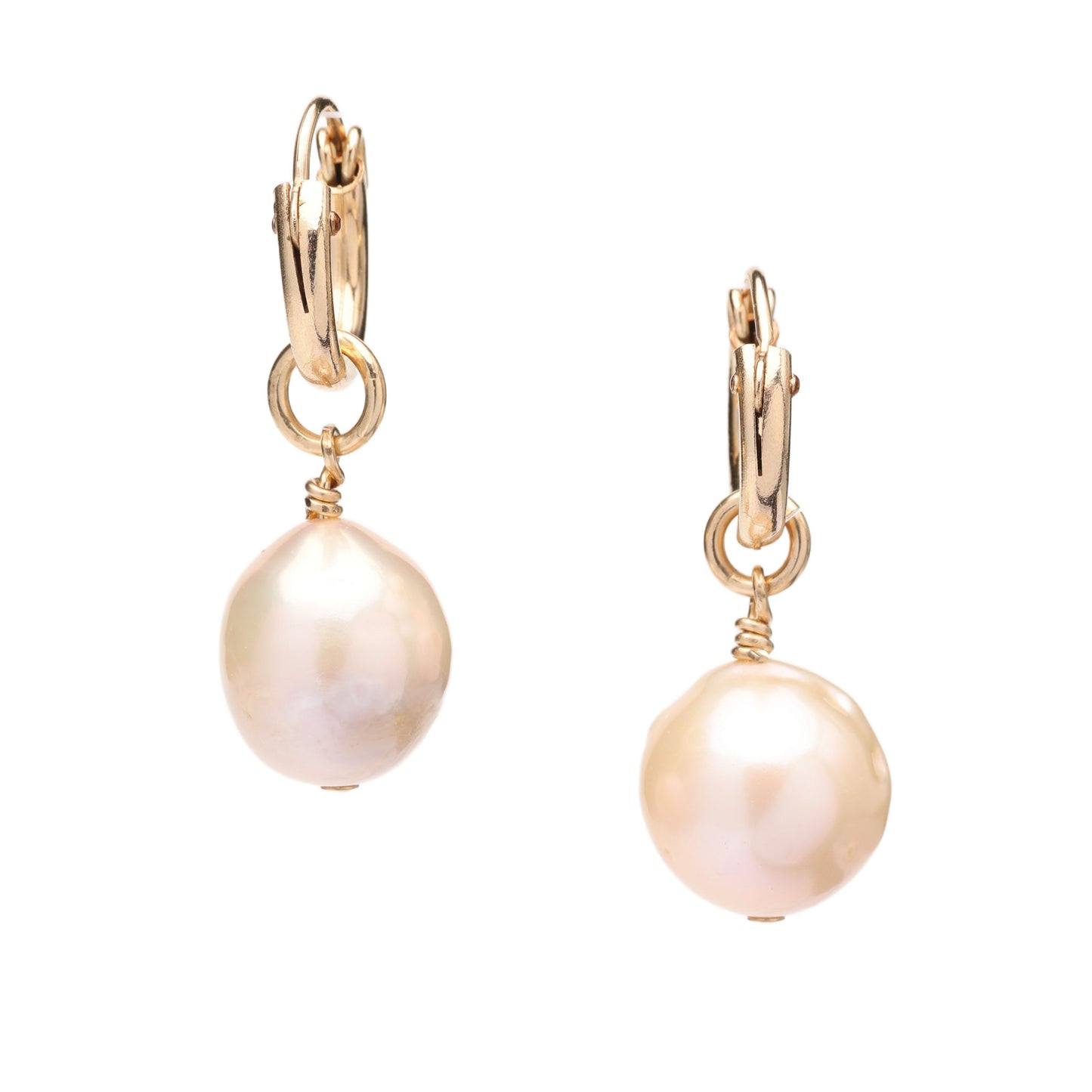 Champagne Edison Pearl Hoop Earrings