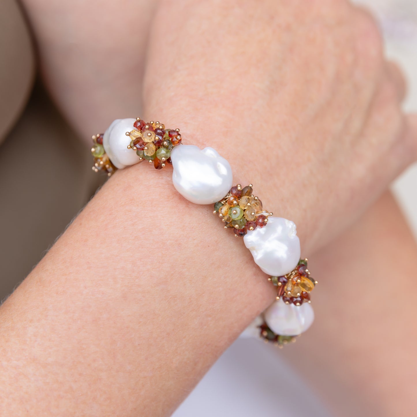 Pearl and Gemstone Autumn Bracelet