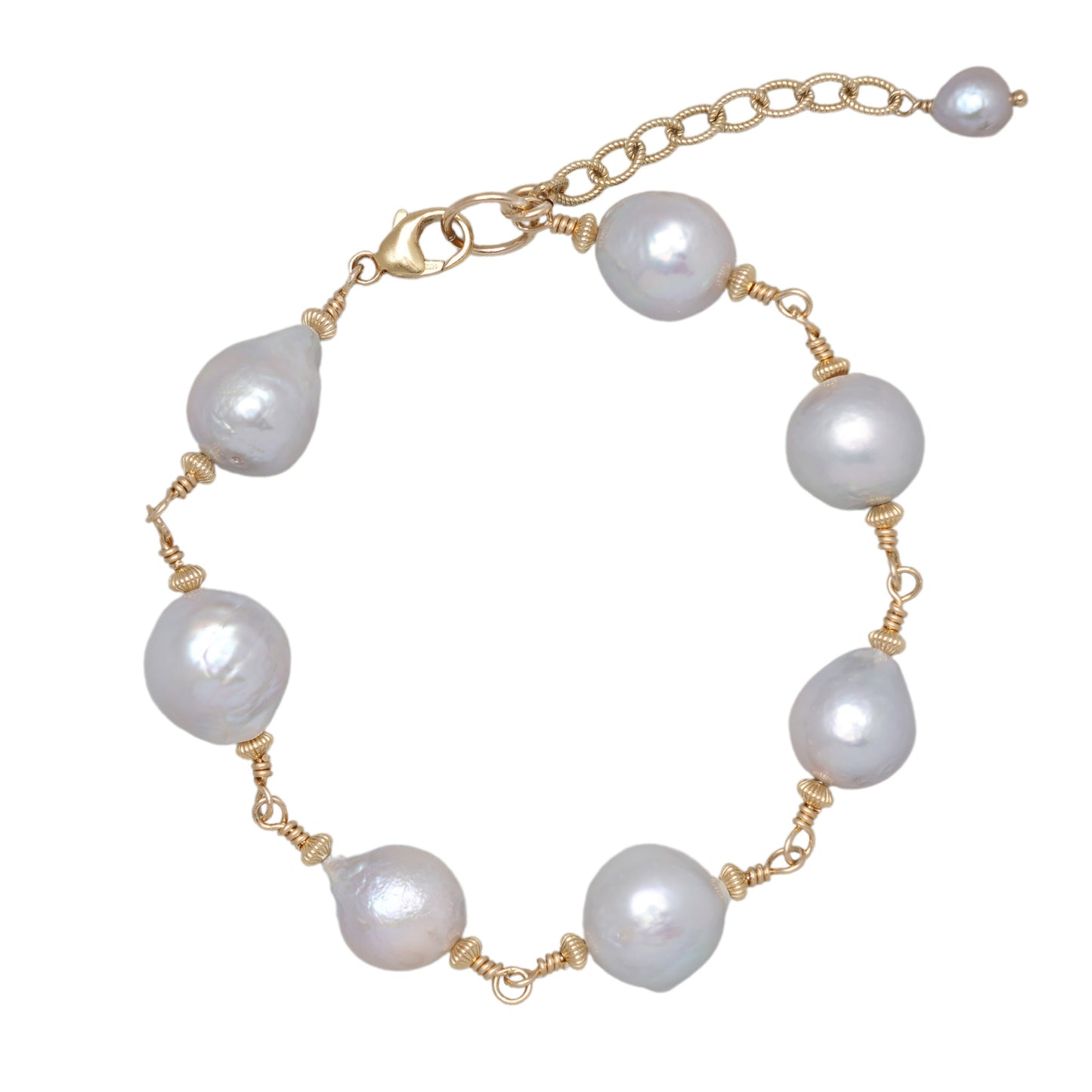 Silver Freshwater Pearl and Gold Bracelet