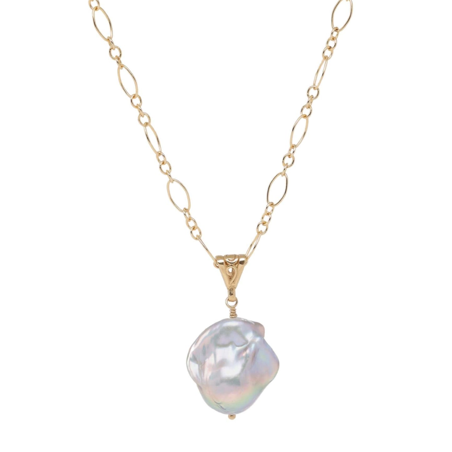 Gray Baroque Pearl Pendant Necklace