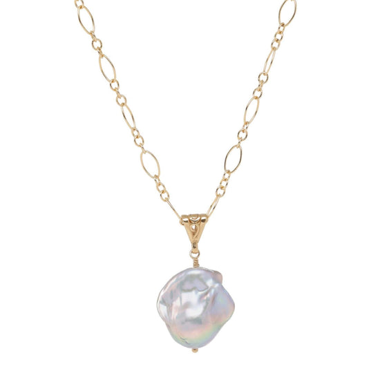 Gray Baroque Pearl Pendant Necklace