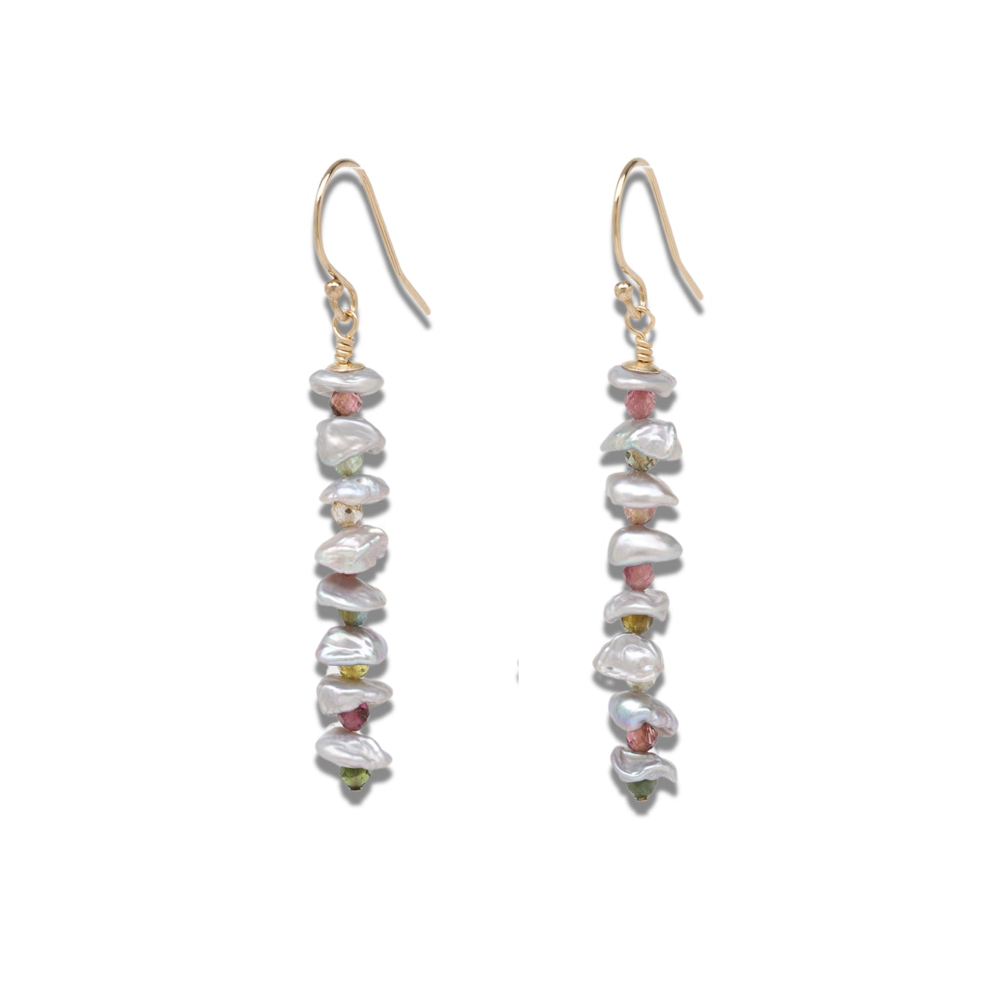 Grey Keishi Pearl and Tourmaline Drop Earrings
