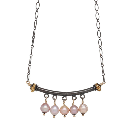 Mixed Metal Pearl Necklace