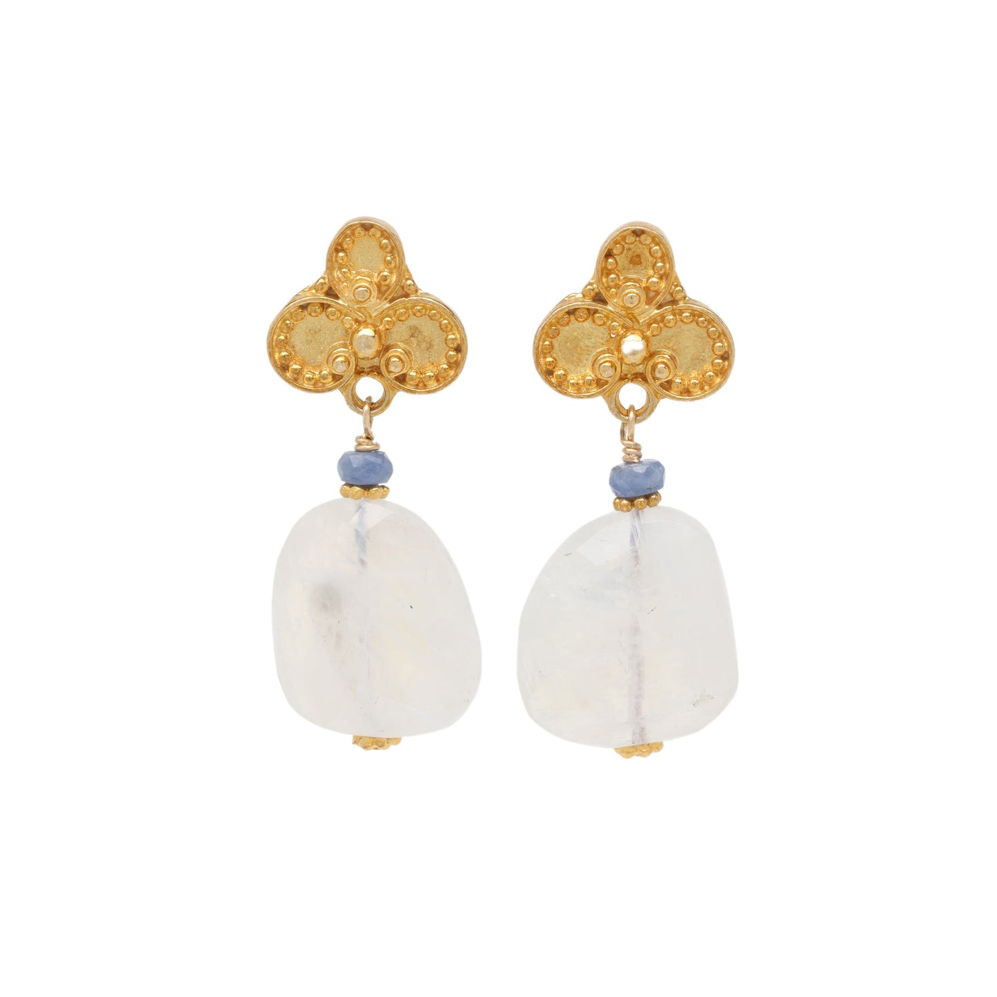 Moonstone and Sapphire Drop Earrings