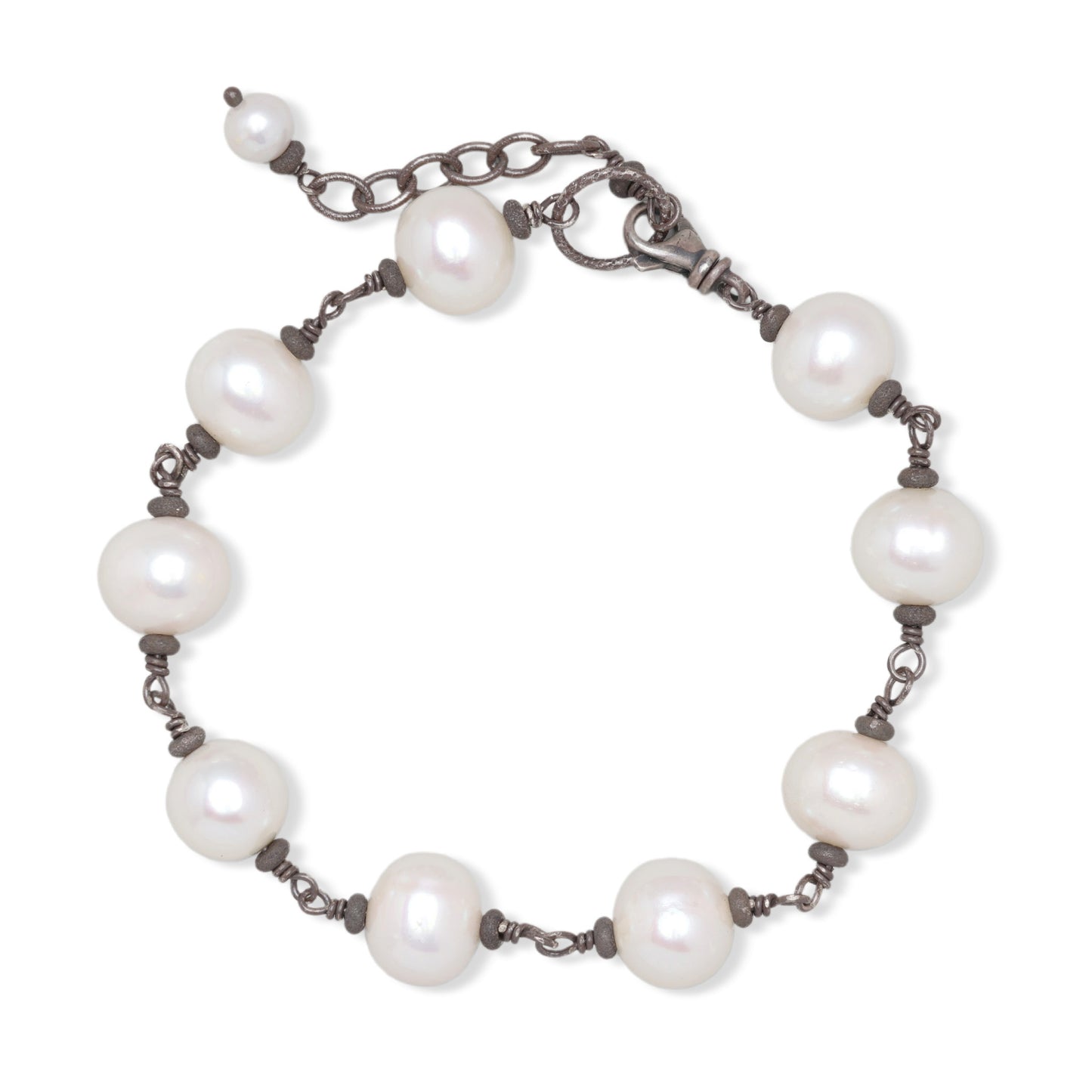 Pearl and Oxidized Sterling Silver Bracelet