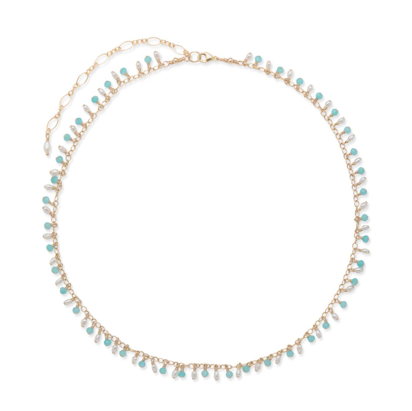 Amazonite and Pearl Drops Necklace