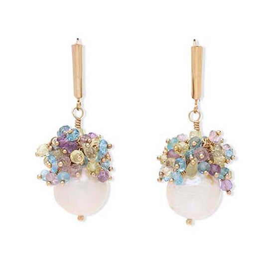 Kasumi Pearl and Mixed Gemstone Luxe Earrings